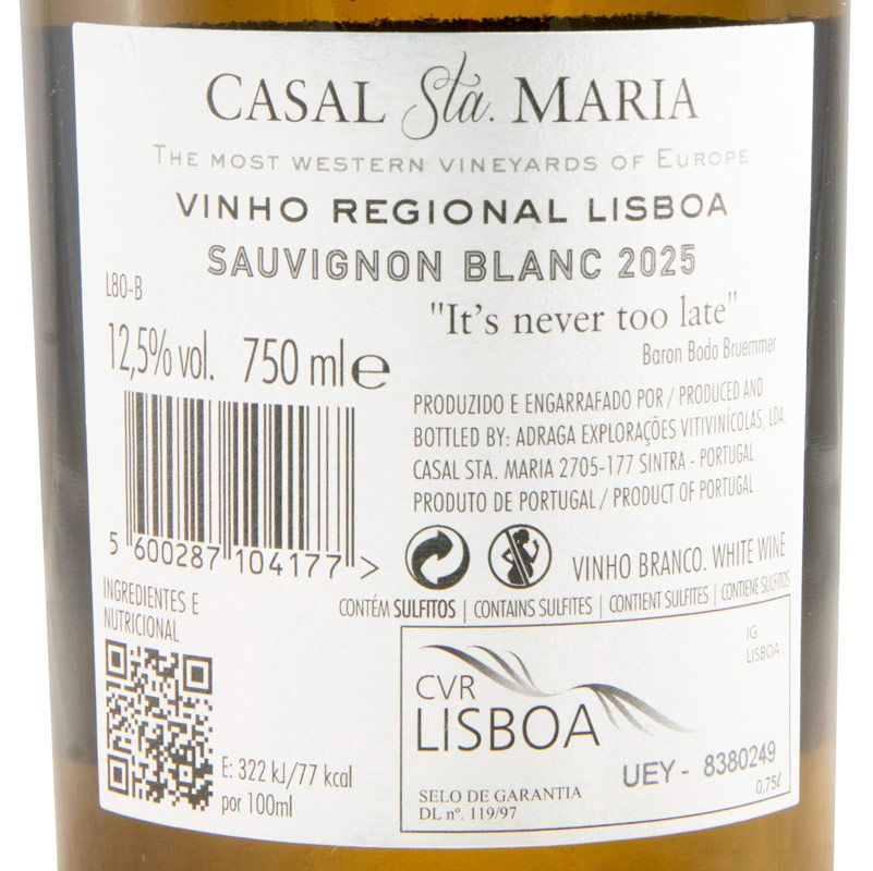2025 Casal Sta. Maria Sauvignon Blanc branco