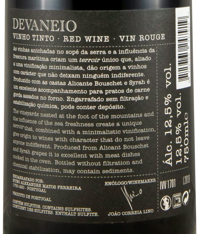 Devaneio Syrah & Alicante Bouschet tinto (sem ano de colheita especificado)