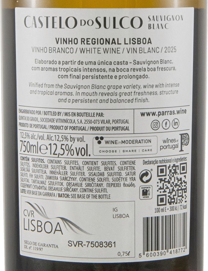 2025 Castelo do Sulco Seleção dos Enólogos Sauvignon Blanc branco
