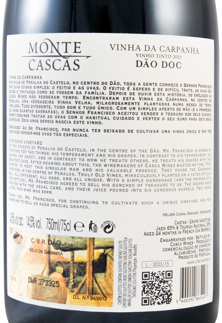 2011 Monte Cascas Vinha da Carpanha red