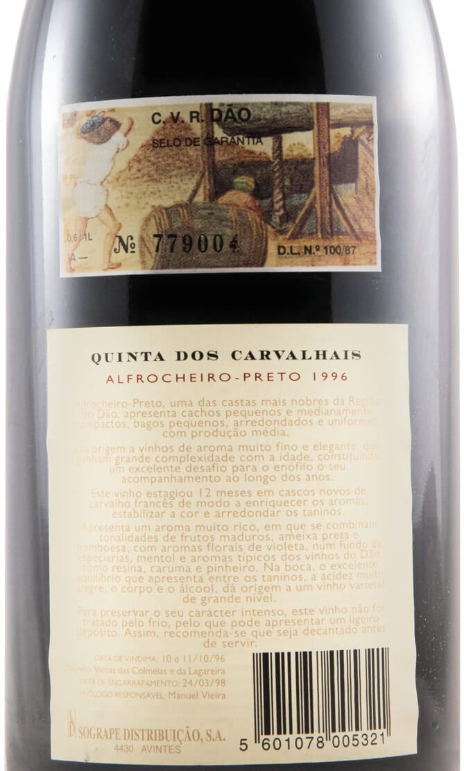 1996 Quinta dos Carvalhais Alfrocheiro Preto red