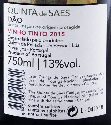 2015 Quinta de Saes Caniças Touriga Nacional red