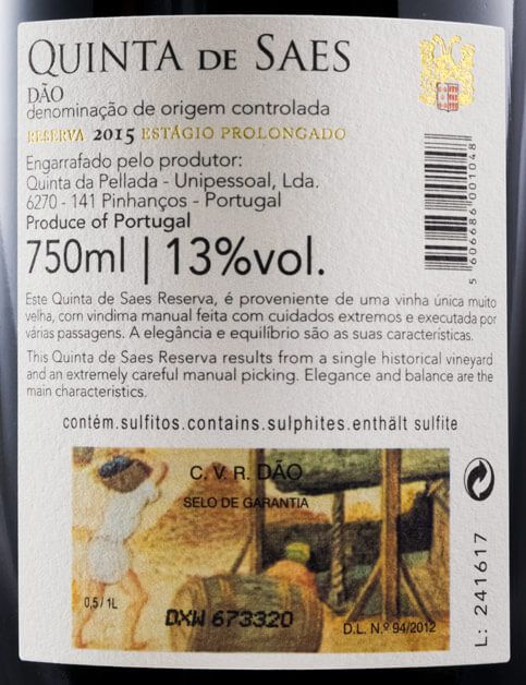 2015 Quinta de Saes Estágio Prolongado Reserva tinto