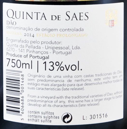 2014 Quinta de Saes Estágio Prolongado Reserva red