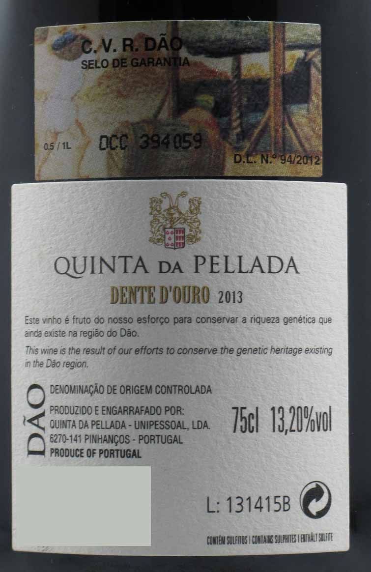 2013 Quinta da Pellada Dente d'Ouro red