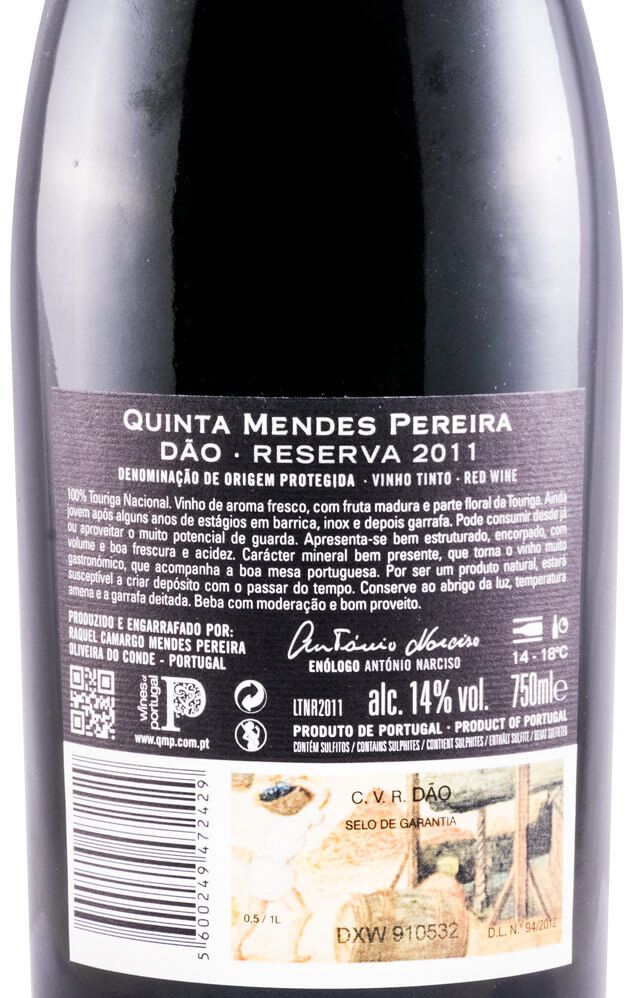 2011 Quinta Mendes Pereira Reserva Touriga Nacional tinto