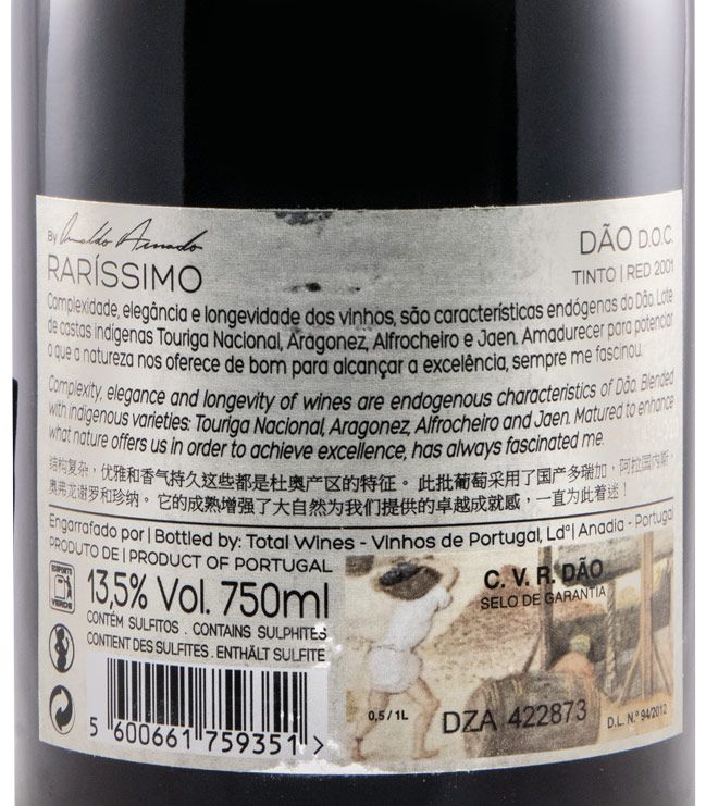 2001 Raríssimo by Osvaldo Amado tinto