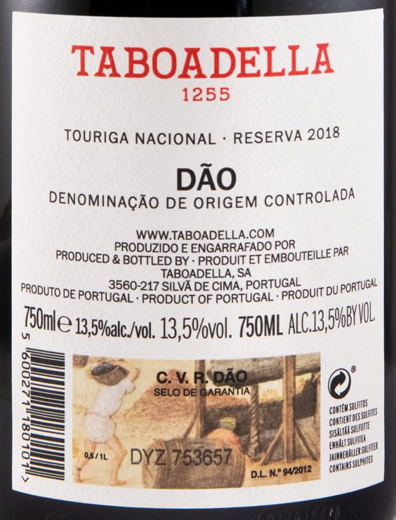 2018 Taboadella Touriga Nacional Reserva tinto