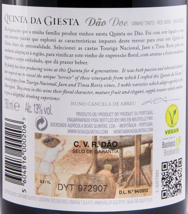 2018 Quinta da Giesta red