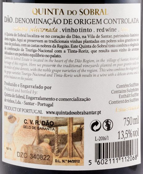2016 Quinta do Sobral red
