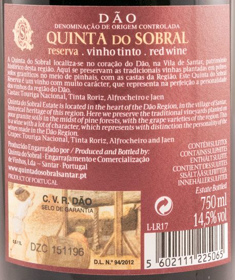 2017 Quinta do Sobral Reserva red