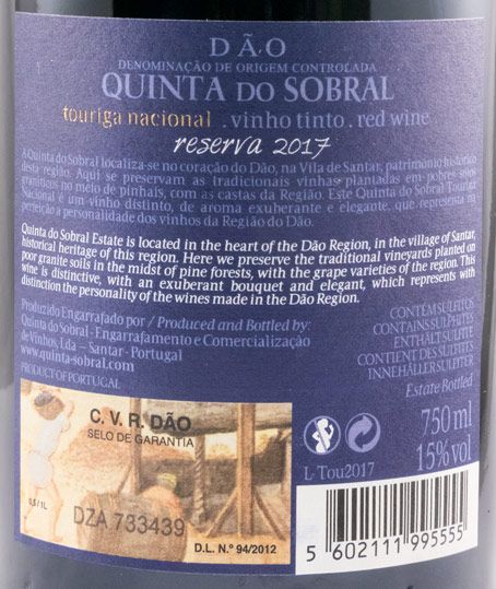 2017 Quinta do Sobral Touriga Nacional Reserva tinto