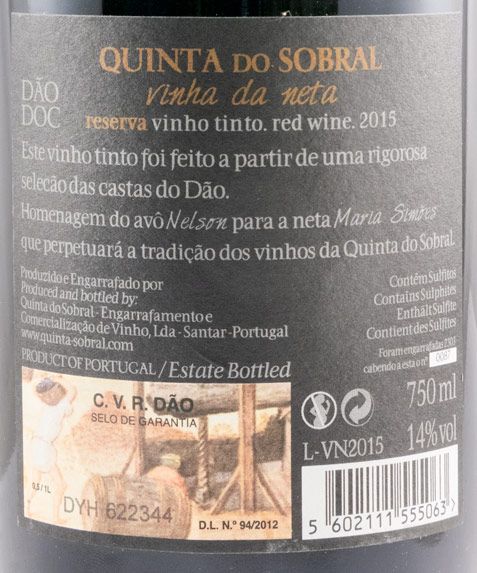 2015 Quinta do Sobral Vinha da Neta red
