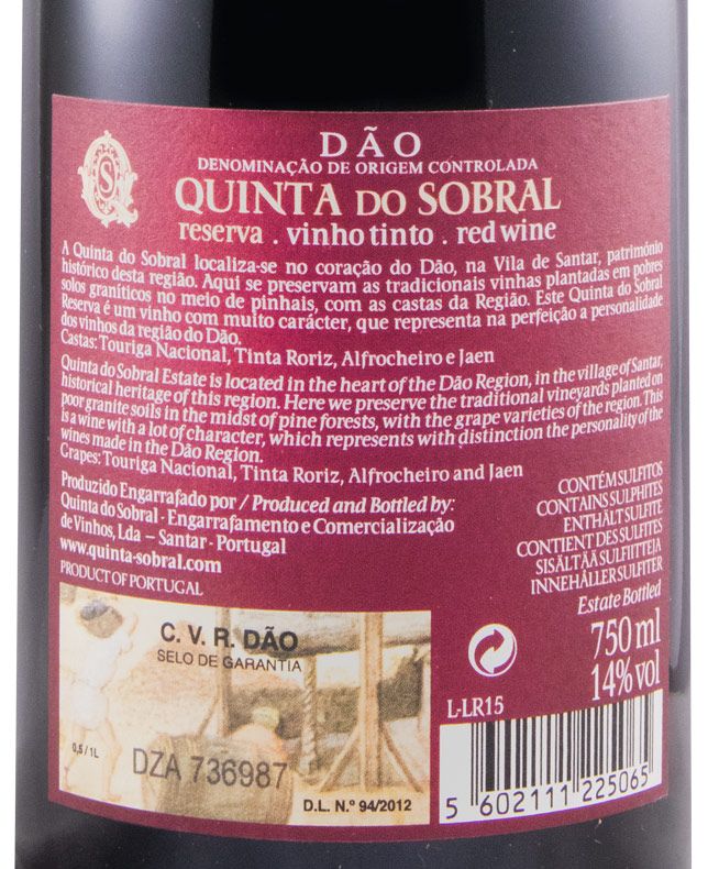 2018 Quinta do Sobral Reserva red