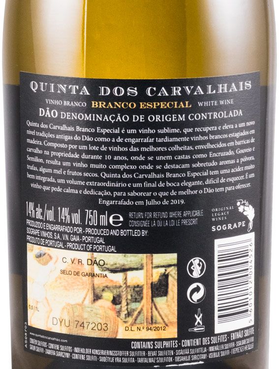 Quinta dos Carvalhais Branco Especial branco (engarrafado em 2019)