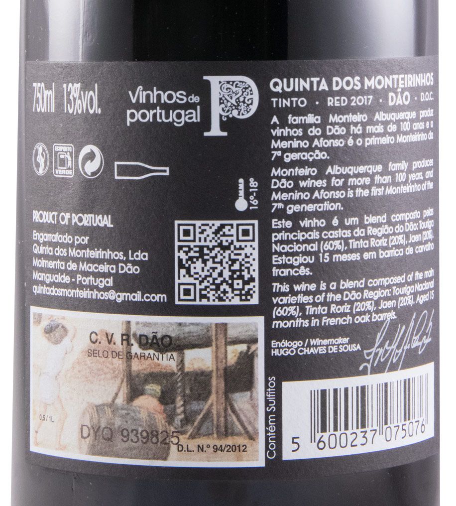 2017 Quinta dos Monteirinhos Menino Afonso tinto