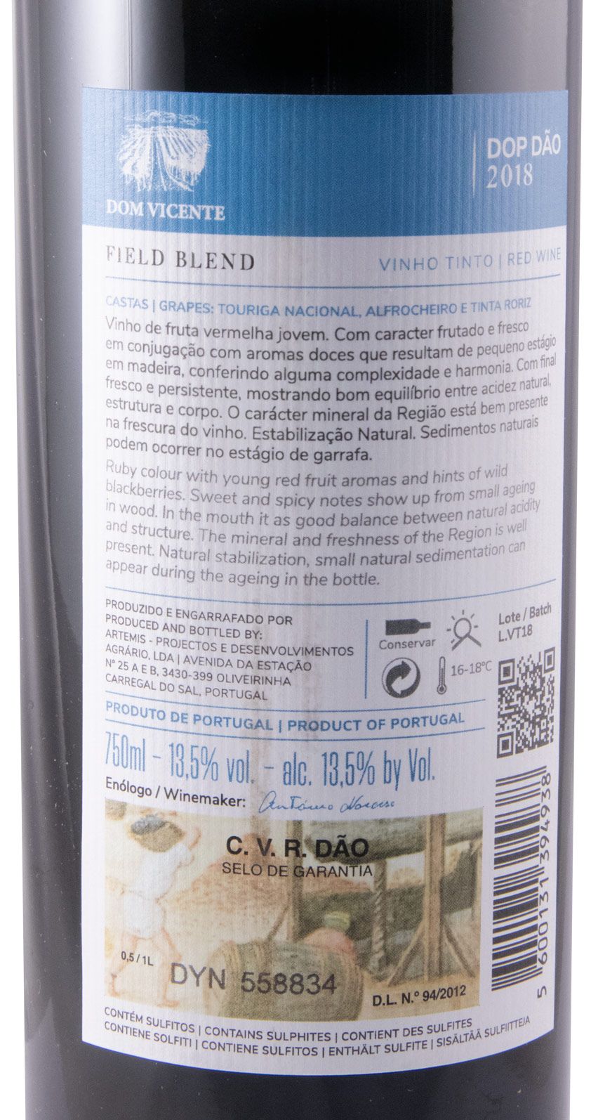 2018 Dom Vicente Field Blend red (damaged label)