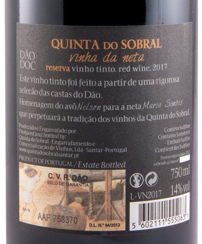 2017 Quinta do Sobral Vinha da Neta Reserva red
