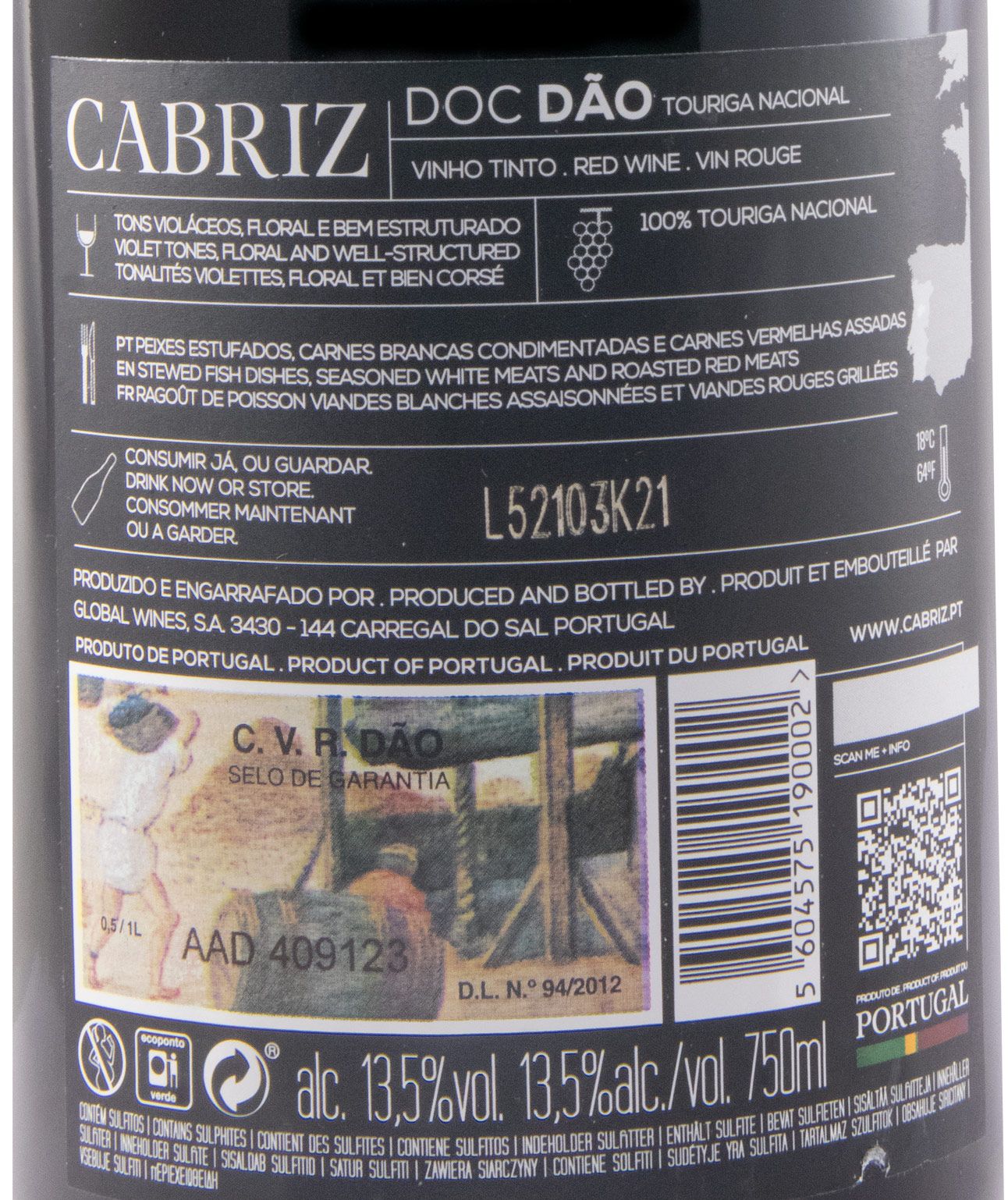2018 Cabriz Touriga Nacional red