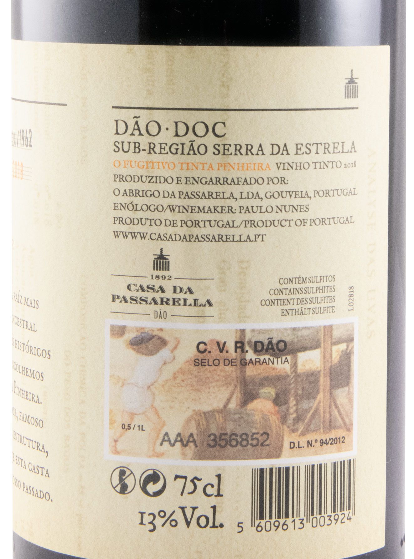 2018 Casa da Passarella O Fugitivo Tinta Pinheira tinto
