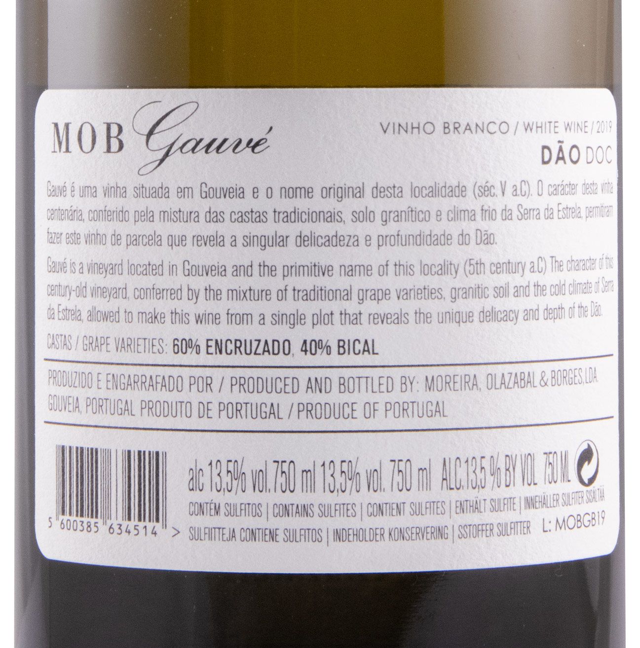 2019 Moreira, Olazabal & Borges MOB Gauvé Vinha Centenária branco