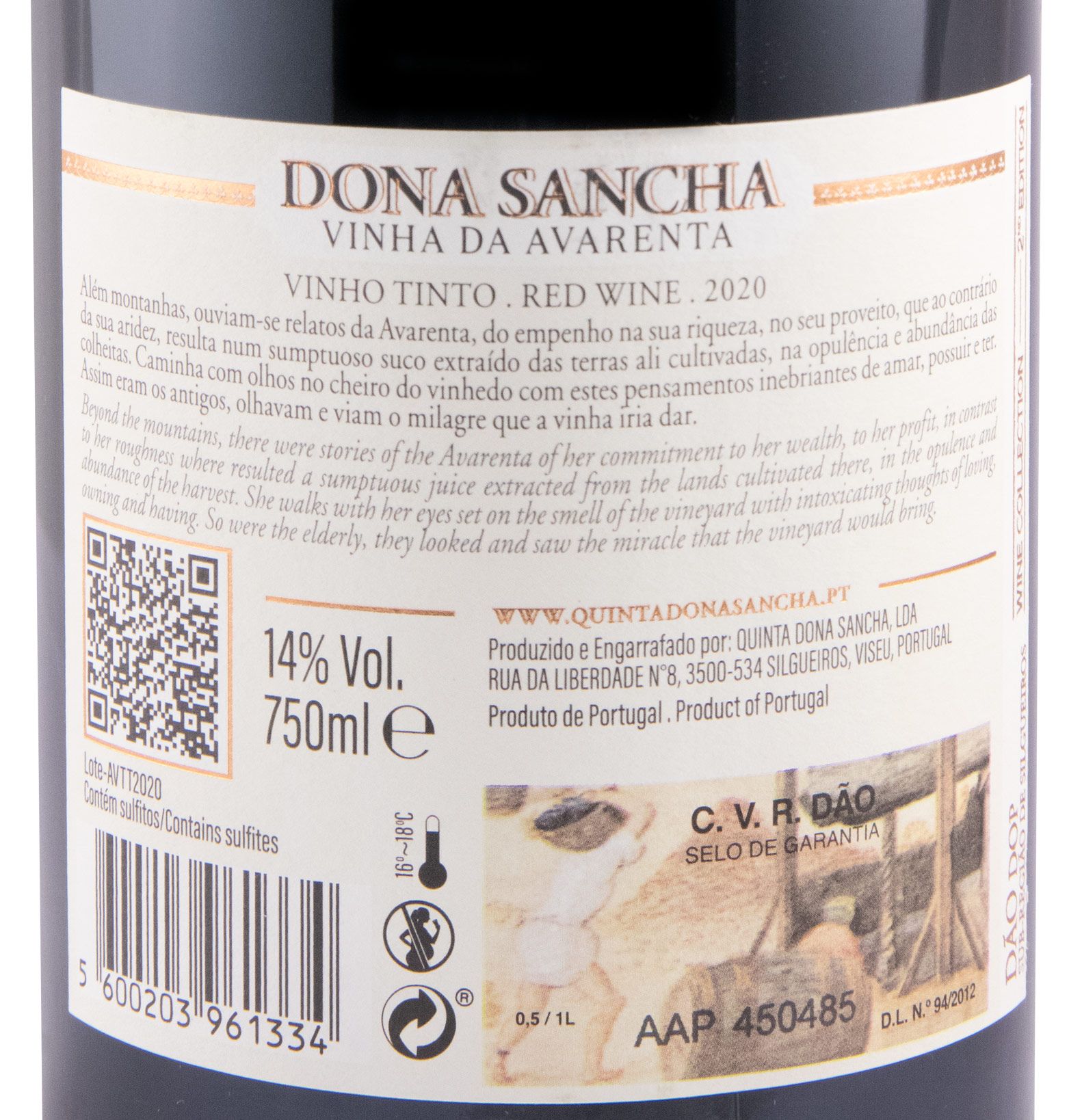 2020 Dona Sancha Vinha da Avarenta red