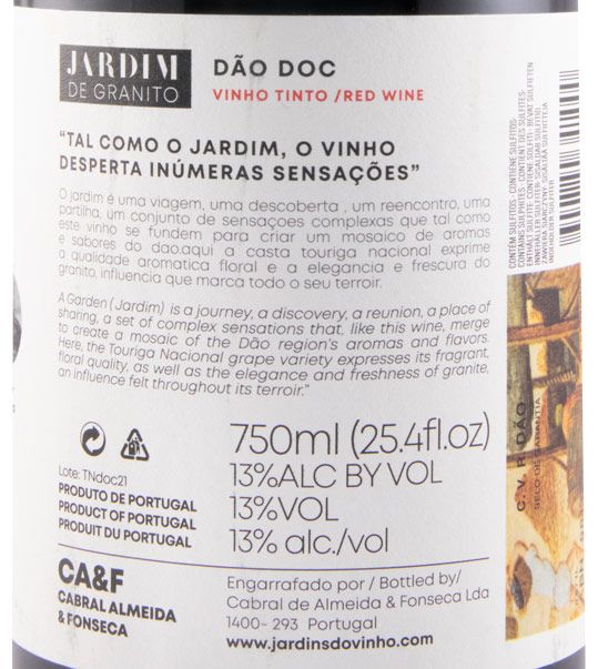 2021 Jardim de Granito Touriga Nacional tinto (rótulo danificado)