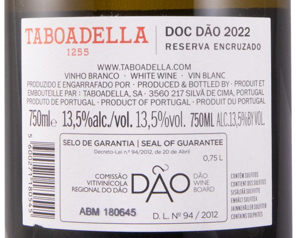 2022 Taboadella Encruzado Reserva white