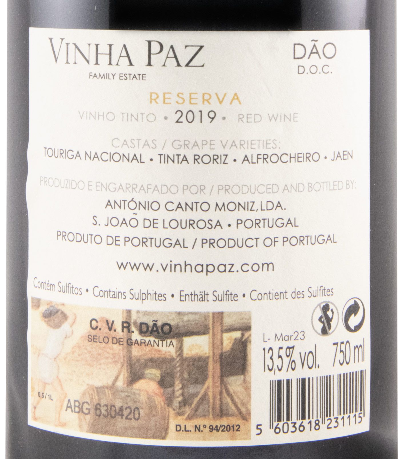 2019 Vinha Paz Reserva tinto