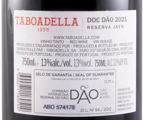 2021 Taboadella Jaen Reserva red (damaged label)