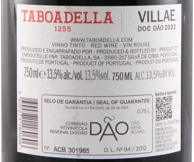 2022 Taboadella Villae red
