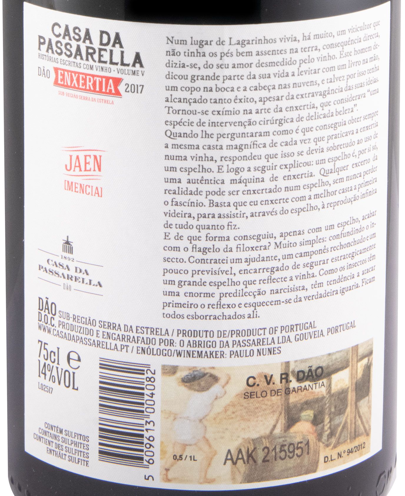 2017 Casa da Passarella Enxertia Jaen red