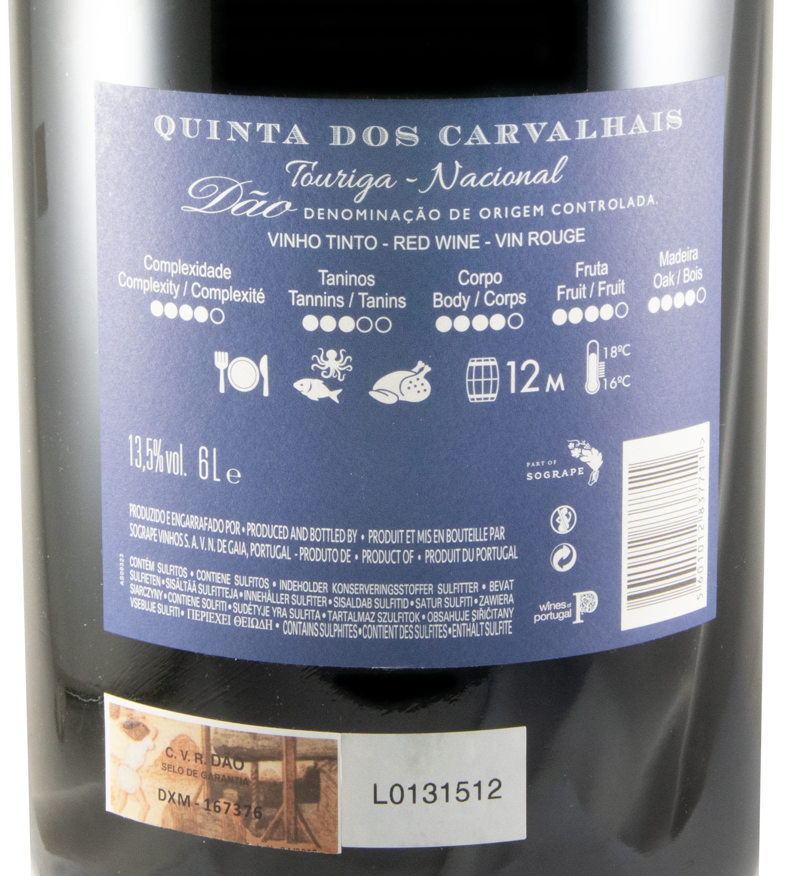 2017 Quinta dos Carvalhais Touriga Nacional red 6L