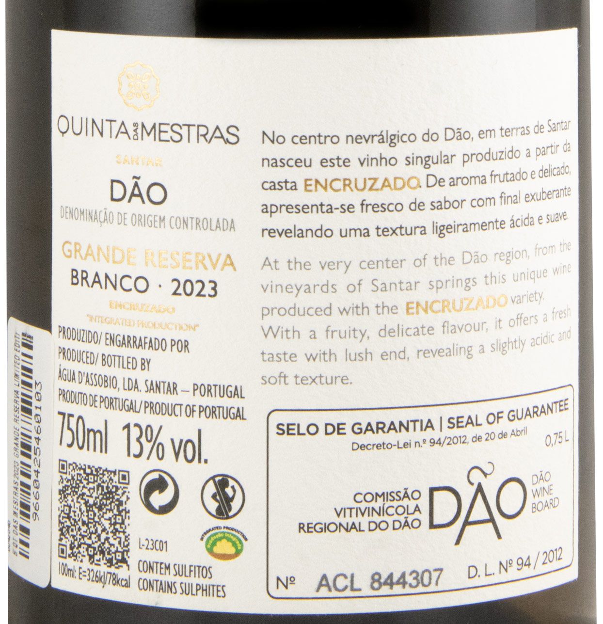 2023 Quinta das Mestras Encruzado Grande Reserva Edição Limitada branco