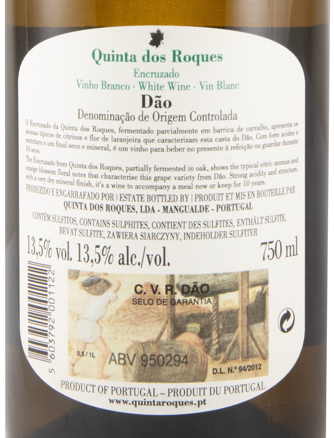 2023 Quinta dos Roques Encruzado branco (rótulo danificado)