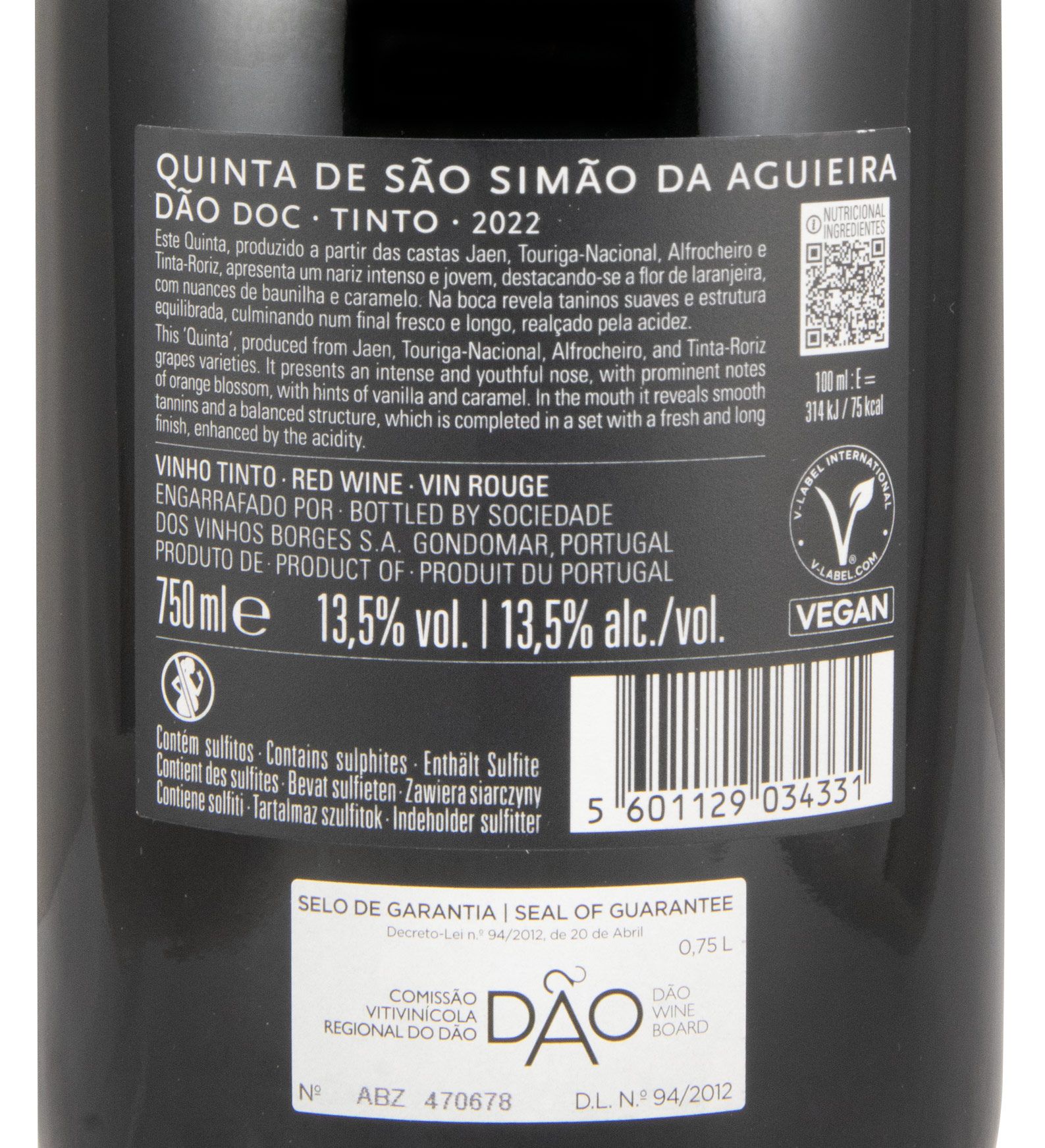 2022 Borges Quinta de São Simão da Aguieira red (damaged label)