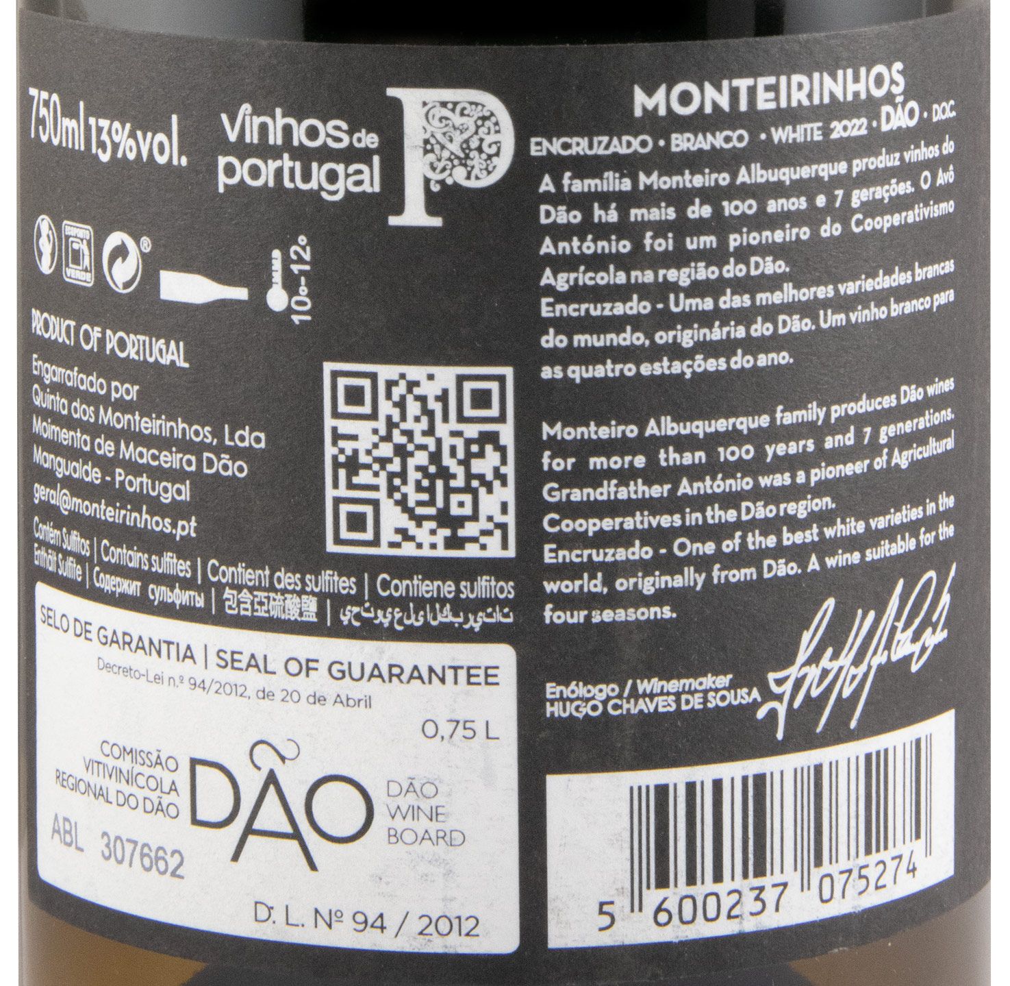 2022 Monteirinhos Avô António Encruzado branco