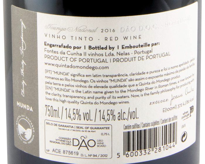2016 Munda Touriga Nacional tinto