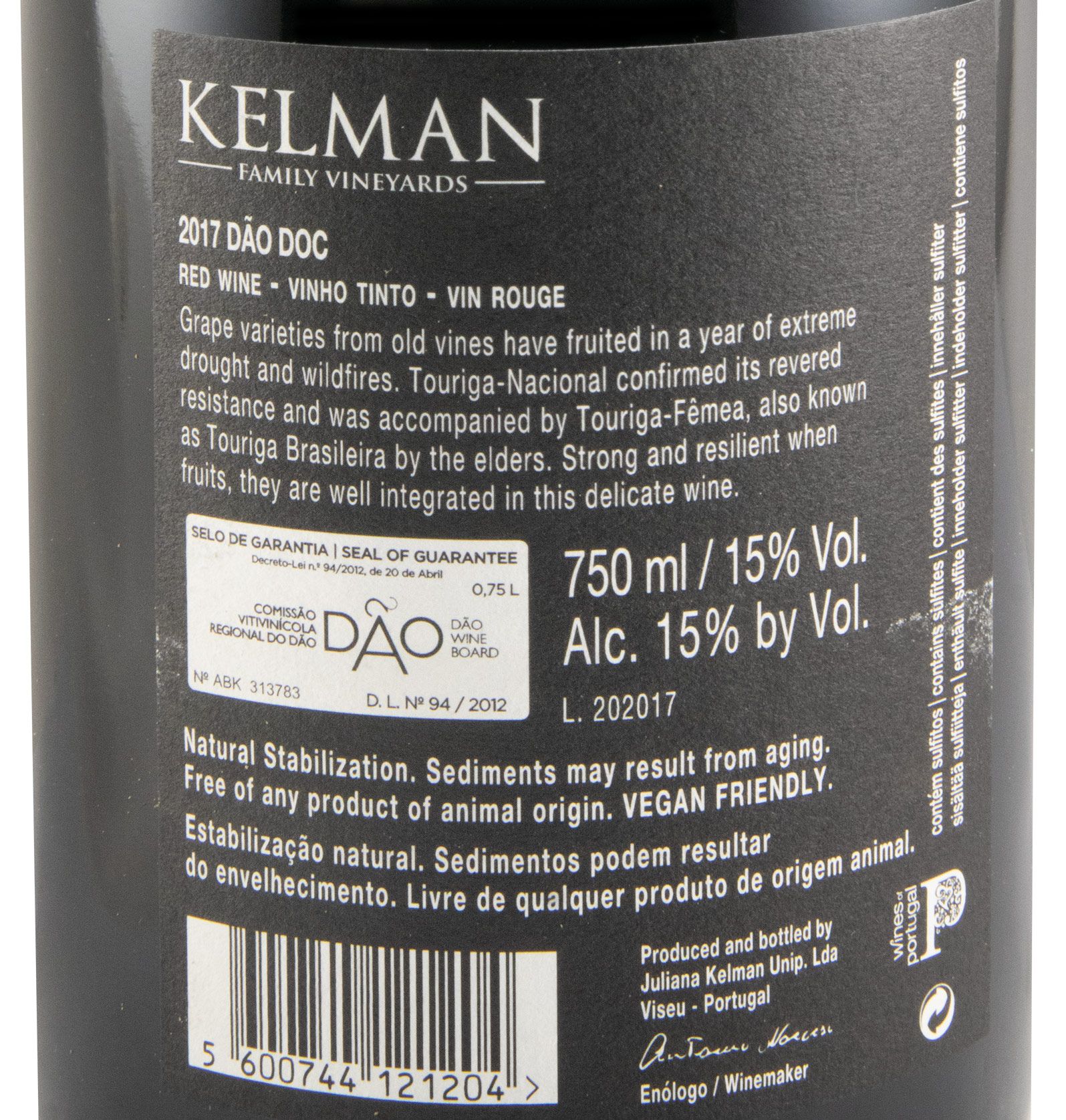 2017 Kelman As Tourigas Grande Reserva red