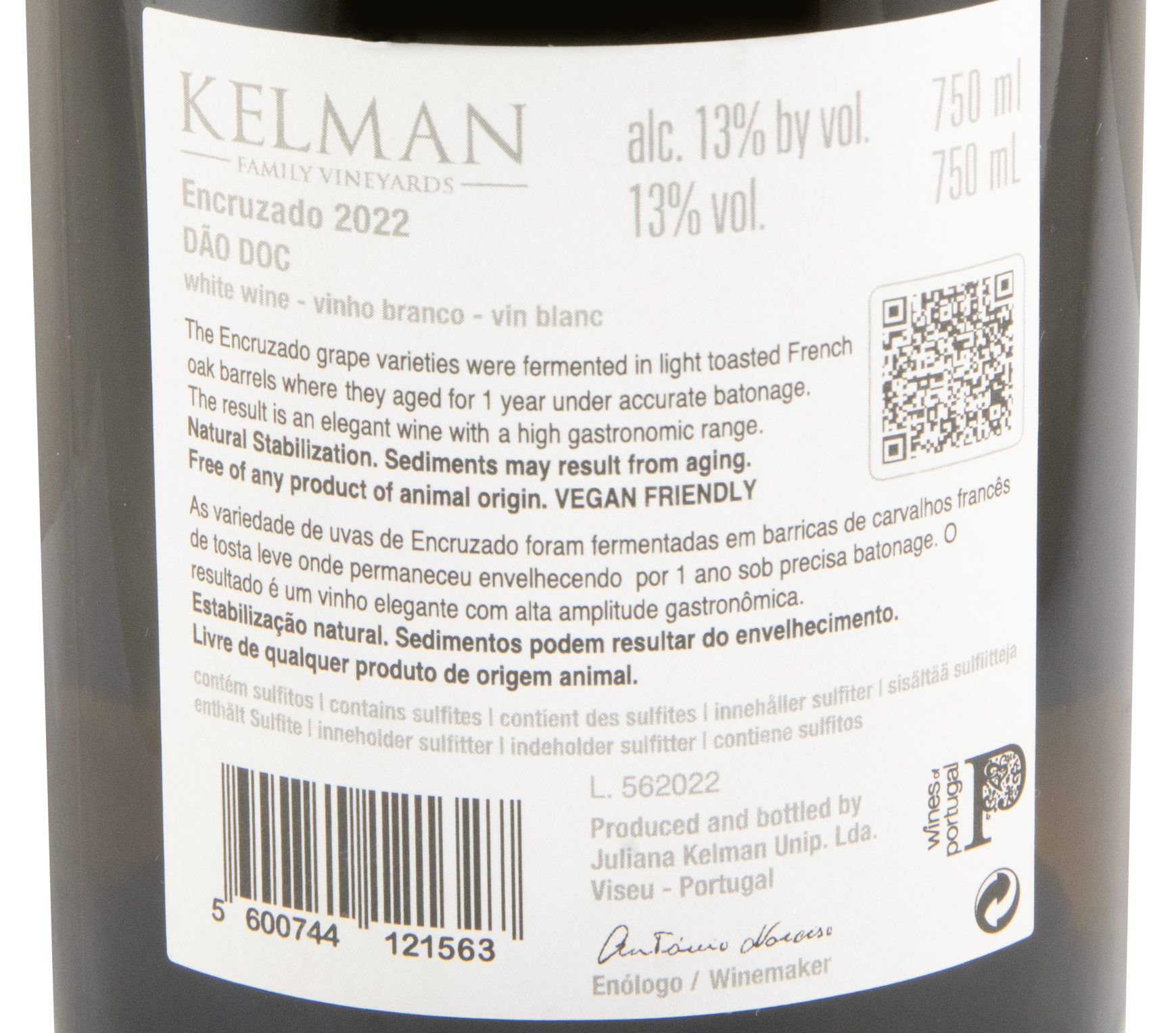 2022 Kelman Barrel Fermented Encruzado white