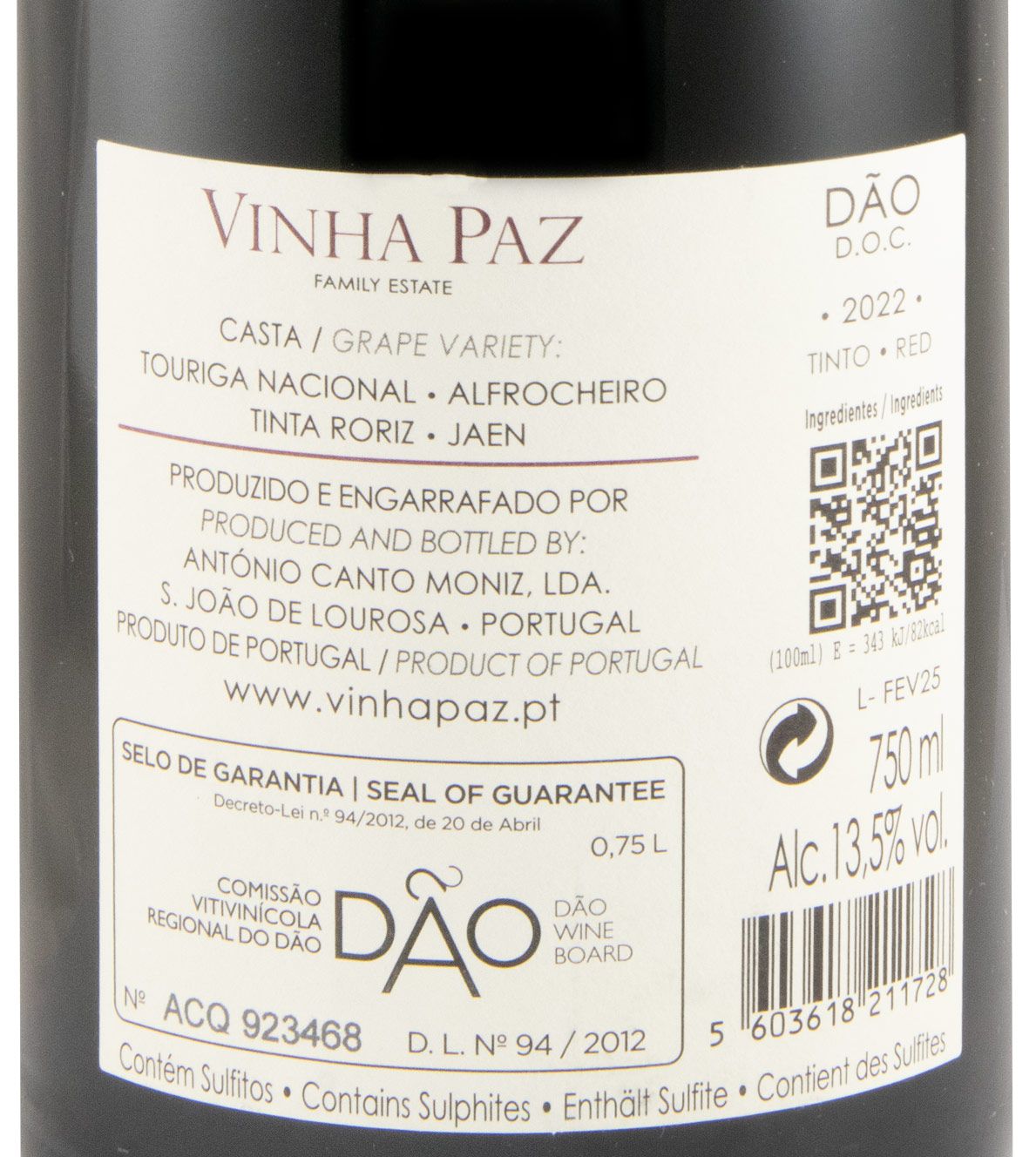 2022 Vinha Paz red