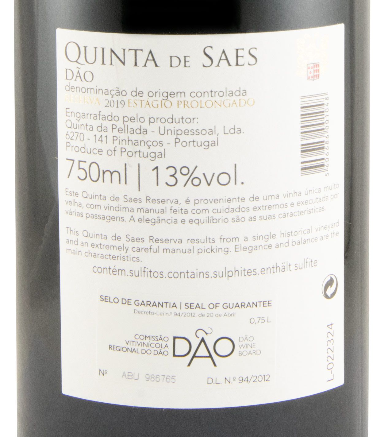 2019 Quinta de Saes Estágio Prolongado Reserva red