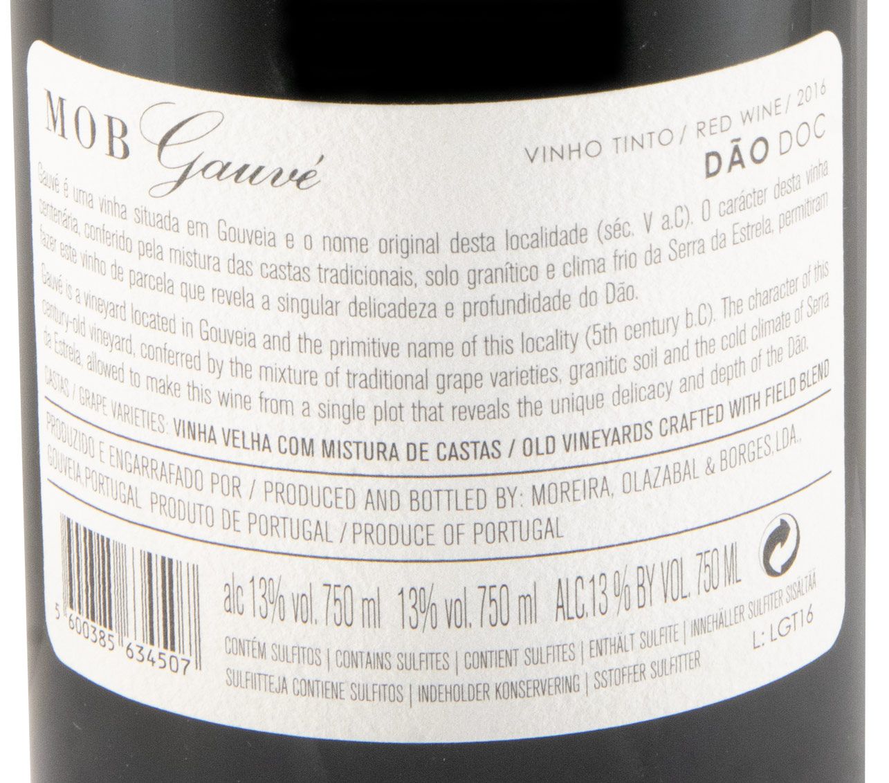 2016 Moreira. Olazabal & Borges MOB Gauvé Vinha Centenária red