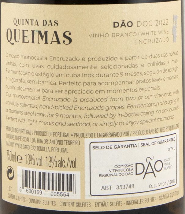 2022 Quinta das Queimas Encruzado branco