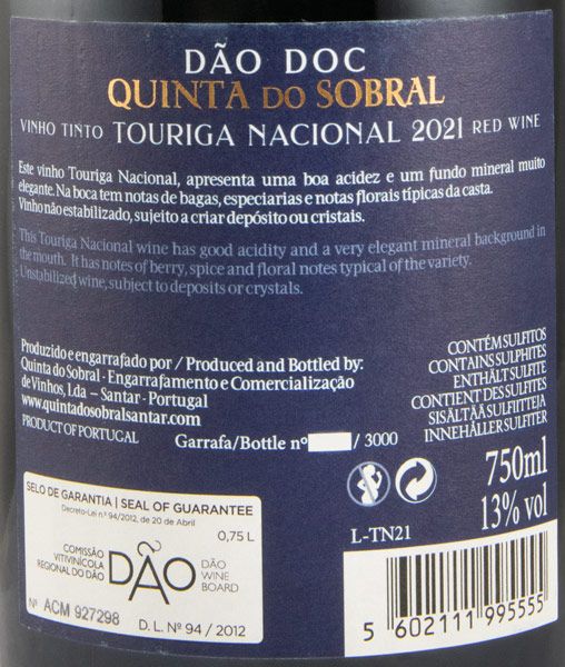 2021 Quinta do Sobral Touriga Nacional tinto