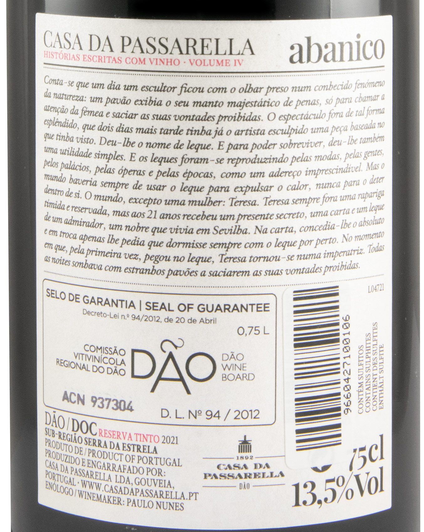 2021 Casa da Passarella Abanico Reserva red