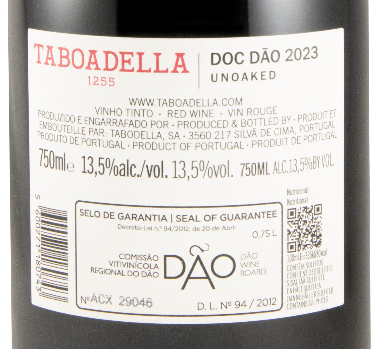 2023 Taboadella Unoaked red