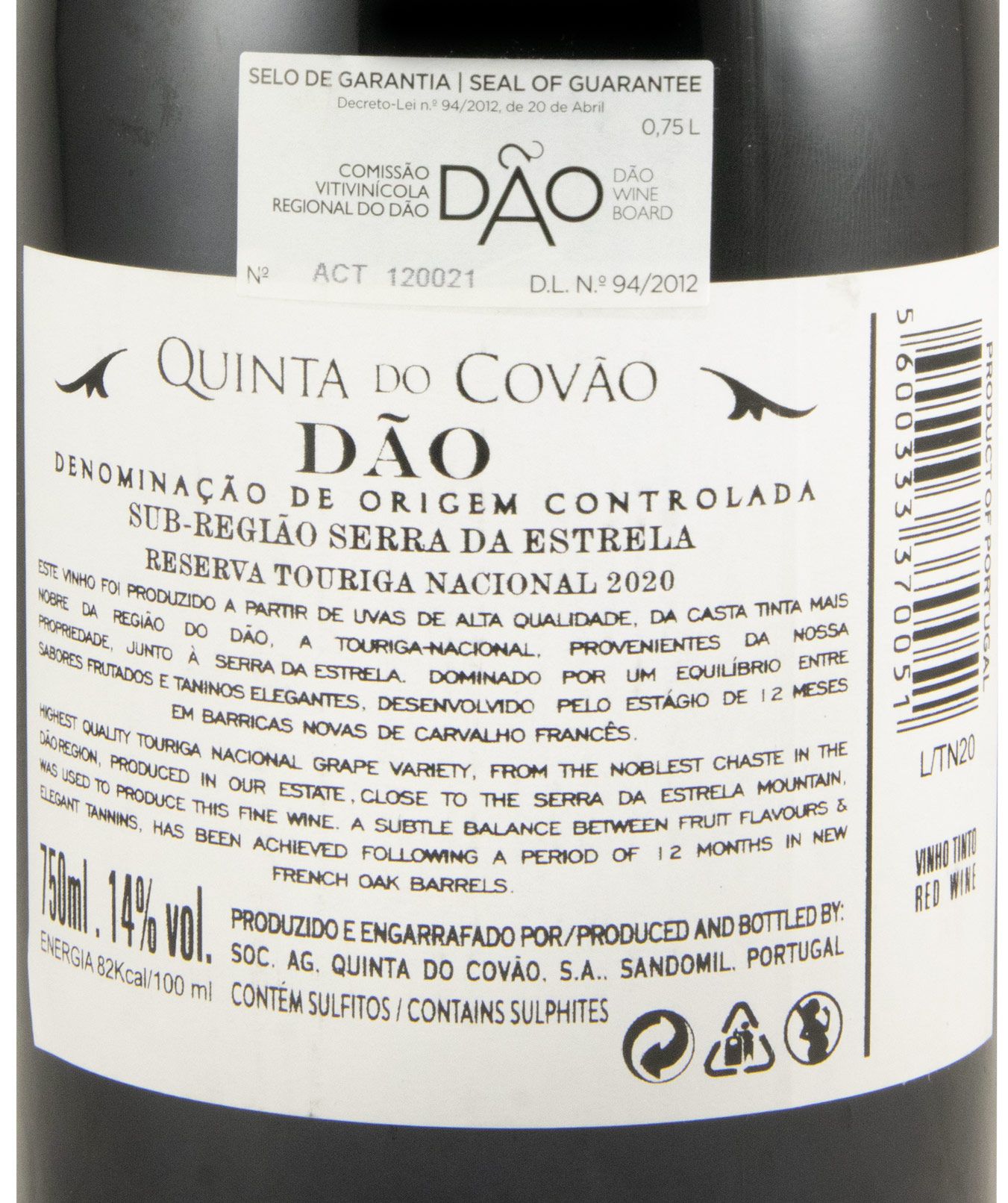 2020 Quinta do Covão Touriga Nacional Reserva tinto