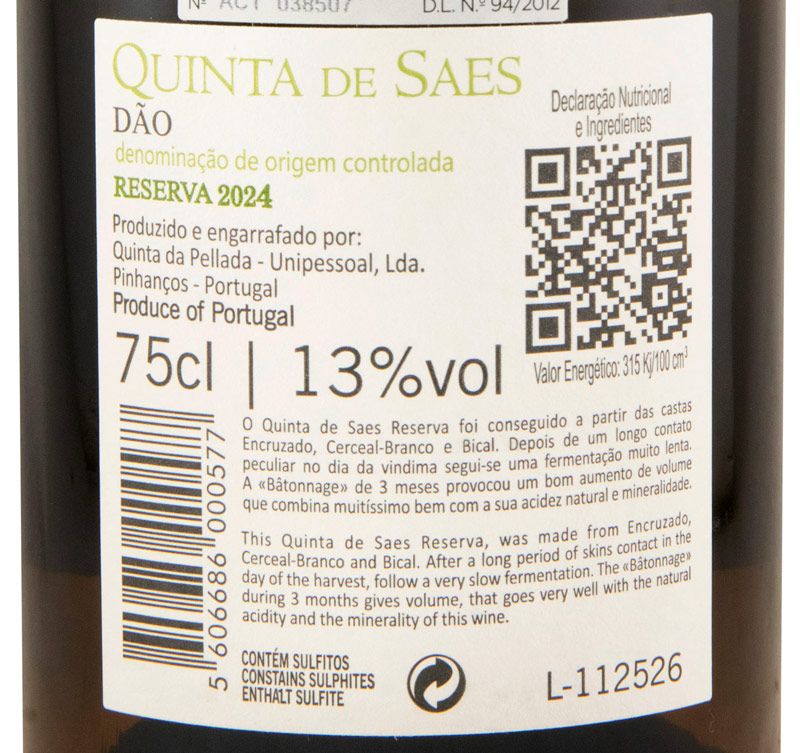 2024 Quinta de Saes Reserva white