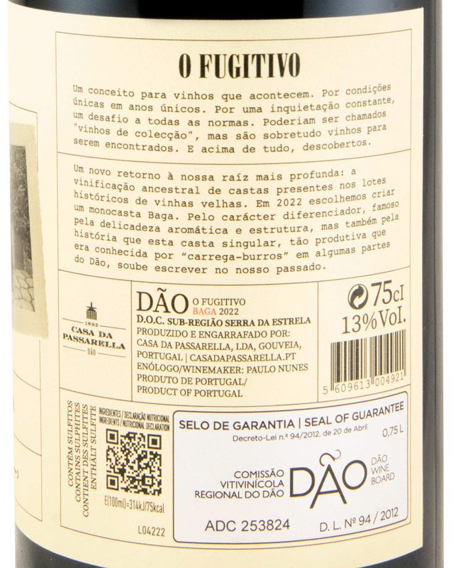 2022 Casa da Passarella O Fugitivo Baga red